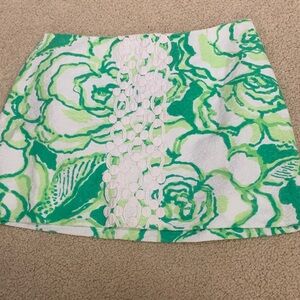 Floral Green and White Women's Skirt